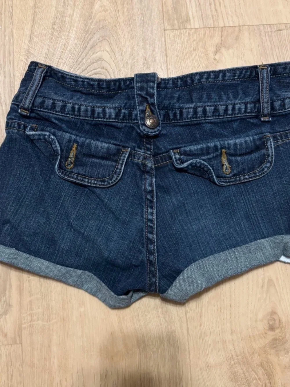 Dark Wash Denim Women’s Shorts - Classic Double Button Front